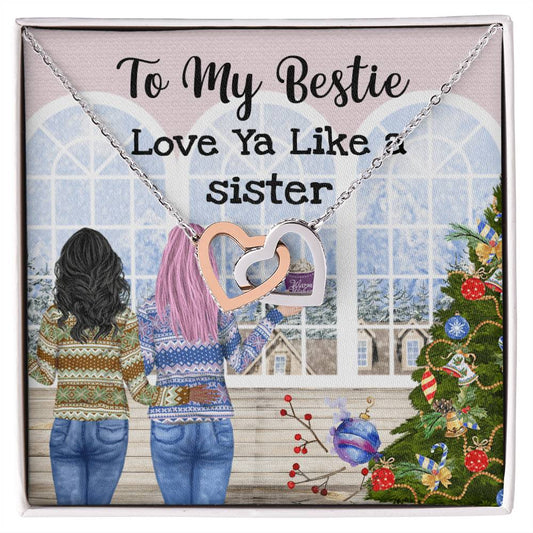 Bestie Linked Hearts Necklace Interlocking Hearts Necklace