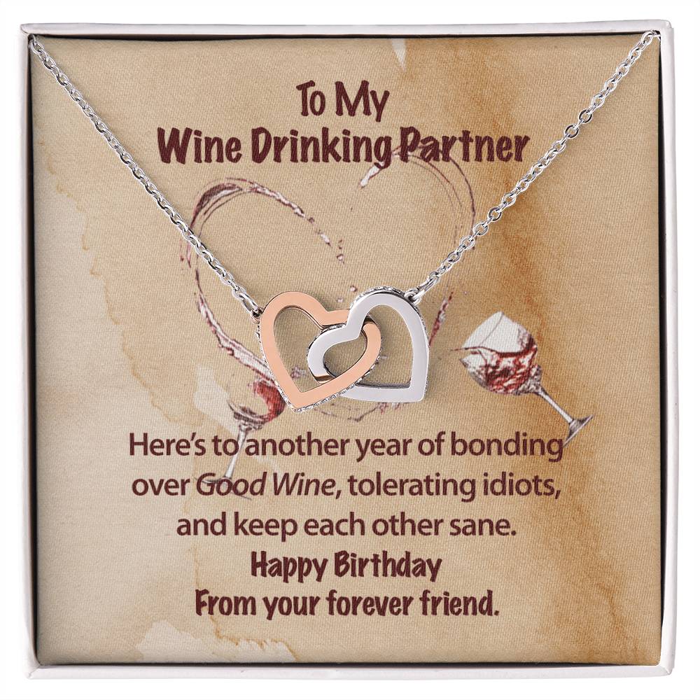 Wine Partner Necklace Interlocking Hearts Necklace