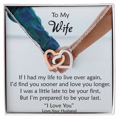 To My Wife - These Hearts Will Remind You Of My Love Interlocking Hearts Necklace