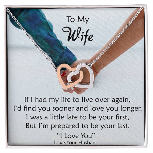 To My Wife - These Hearts Will Remind You Of My Love Interlocking Hearts Necklace