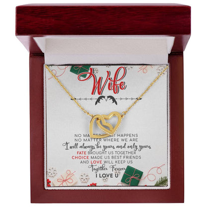 To My Wife Interlocking Hearts Necklace Message Card