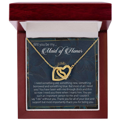 Will You Be My Maid Of Honor Necklace Giftmaid Of Honor Gift Necklacemaid Of Honor Wedding Gift Interlocking Hearts Necklace Wedding Gift