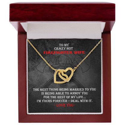Crazy Hot Firefighter Wife Necklace Gift Interlocking Hearts Necklace