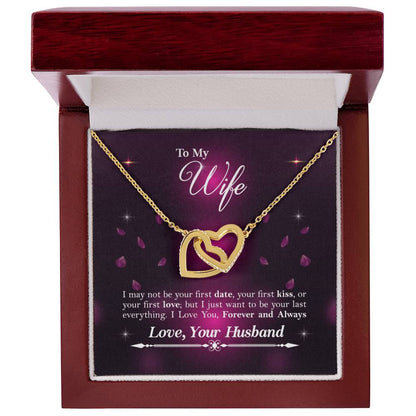 To My Wife Interlocking Hearts Necklace - Gift For Wife