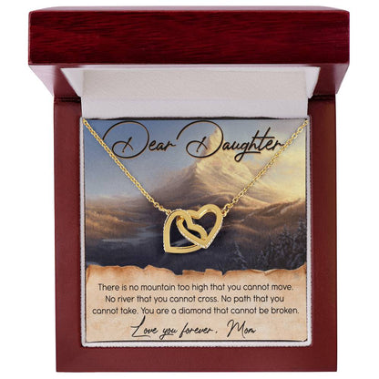 Dear Daughter Interlocking Hearts Necklace Message Card