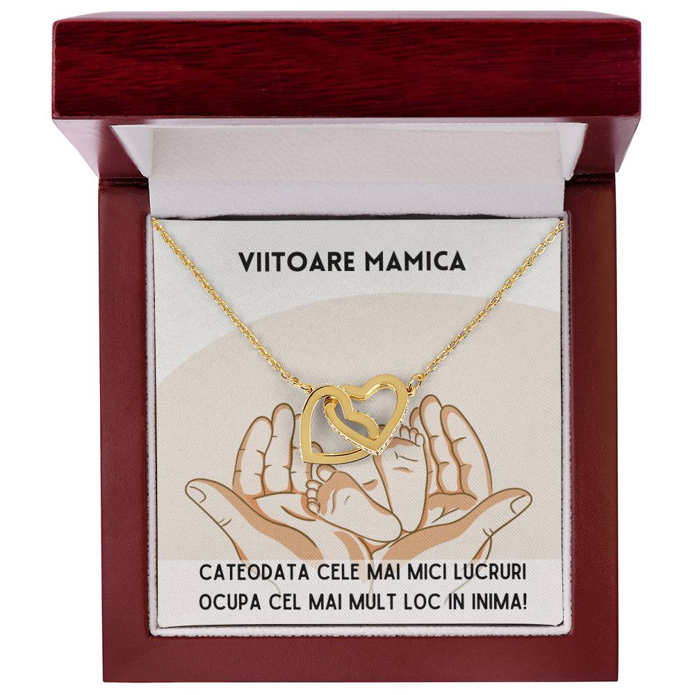 Colier Inimi Conectate Pentru Viitoare Mamica Interlocking Hearts Necklace