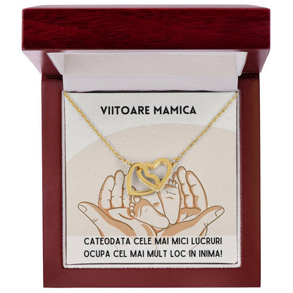 Colier Inimi Conectate Pentru Viitoare Mamica Interlocking Hearts Necklace