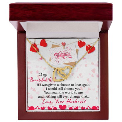 Wife Valentine Interlocking Hearts Necklace