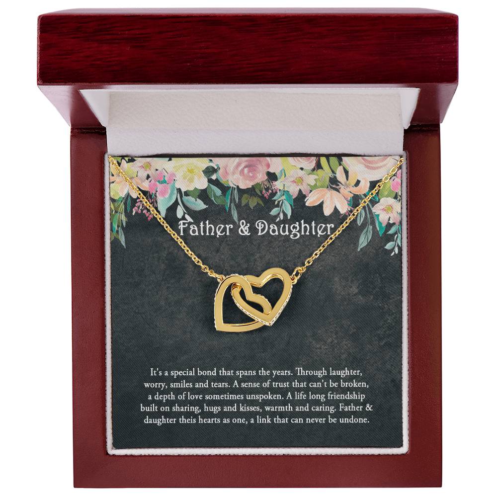 Father And Daughter Necklace Daughter Gift Father'S Day Gift Interlocking Hearts Necklace