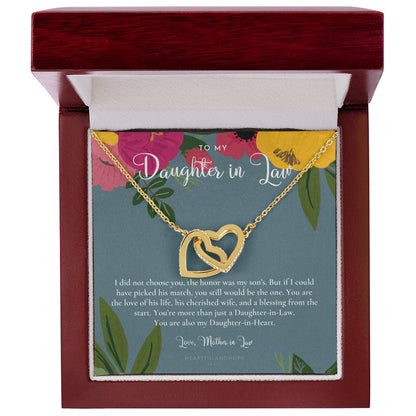 Daughter-In-Law Gift Necklace Wedding Gift Jewelry From Mother-In Law Gift For Bride Daughter-In-Heart Interlocking Hearts Necklace