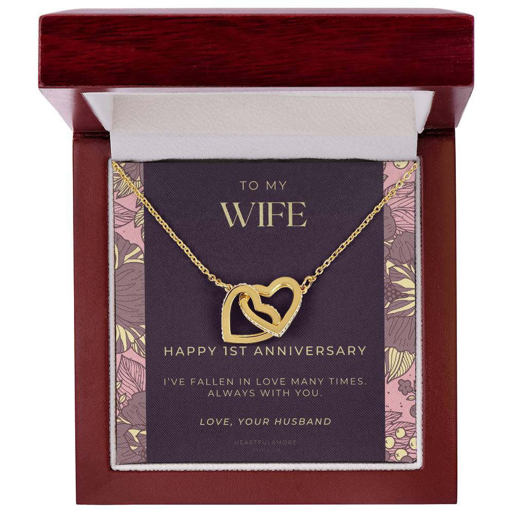 1 Year Anniversary Gift For Wife 1 Year Anniversary Gifts 1 Year Wedding Anniversary Gift Ideas 1St Wedding Anniversary Gift For Her Interlocking Hearts Necklace