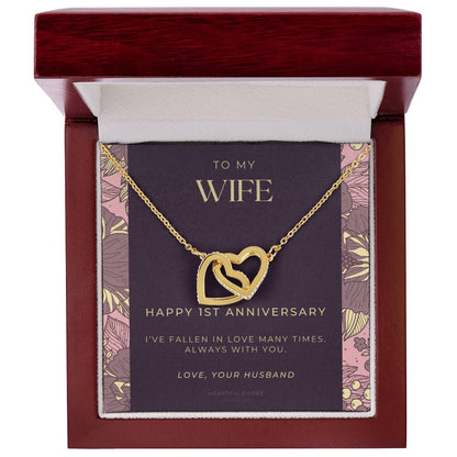 1 Year Anniversary Gift For Wife 1 Year Anniversary Gifts 1 Year Wedding Anniversary Gift Ideas 1St Wedding Anniversary Gift For Her Interlocking Hearts Necklace