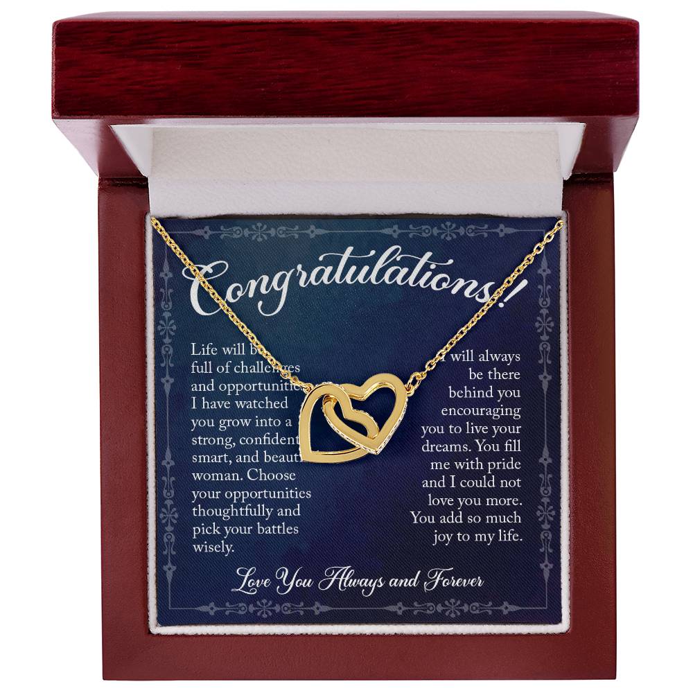 Congratulations! Gift For Graduation - Linked Hearts Necklace Interlocking Hearts Necklace