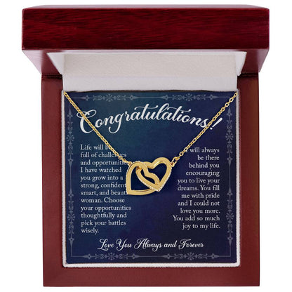 Congratulations! Gift For Graduation - Linked Hearts Necklace Interlocking Hearts Necklace