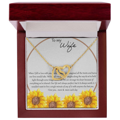 To My Wife When I Fell In Love With You - Daisy Interlocking Hearts Necklace