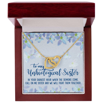 Unbiological Sister Soul Sister Big Little Sorority Sister In Law Step Sister Best Friend Gift Interlocking Hearts Necklace