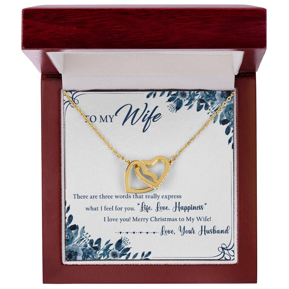 To My Wife Interlocking Hearts Necklace Message Card