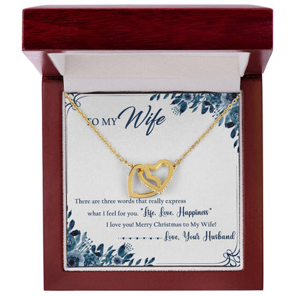 To My Wife Interlocking Hearts Necklace Message Card