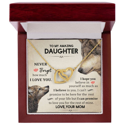 Daughter - Never Forget - Interlocking Hearts Necklace