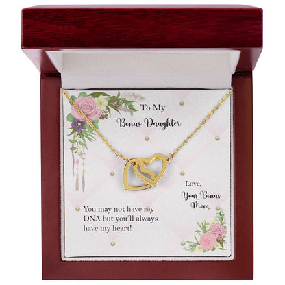 Bonus Daughter From Bonus Mom No Dna But You Have My Heart Interlocking Hearts Necklace