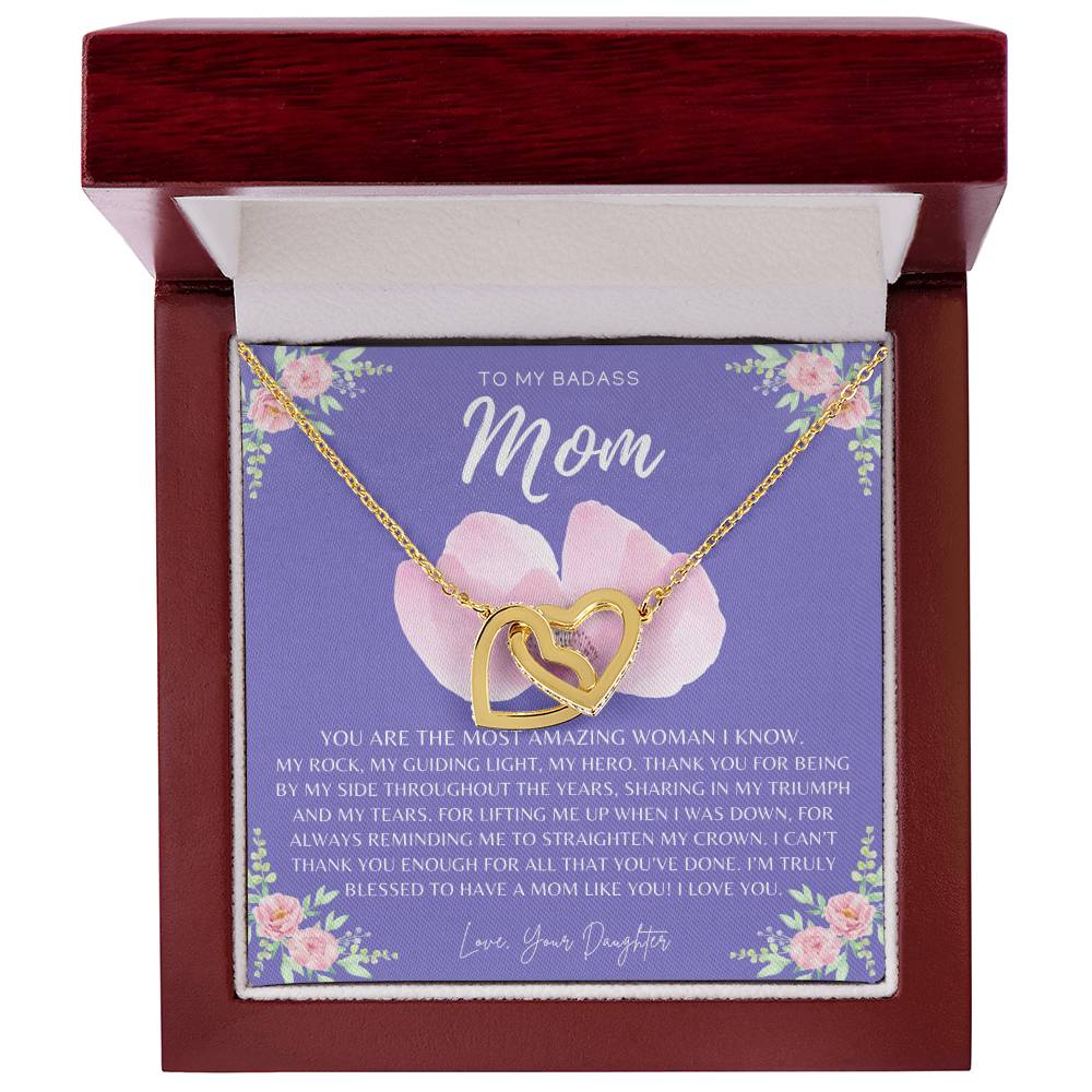 Badass Mom Gift To My Badass Mom Necklace Mother’S Day Gift Daughter To Mom Gift Gift From Daughter To Mom On Wedding Day Mom Gift Interlocking Hearts Necklace