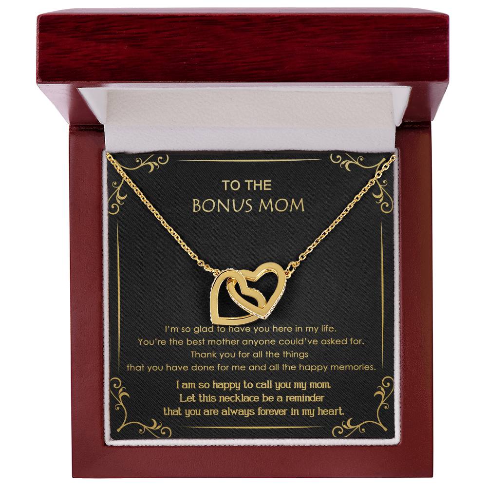 Gift For Bonus Mom - Glad To Have You - Interlocking Interlocking Hearts Necklace