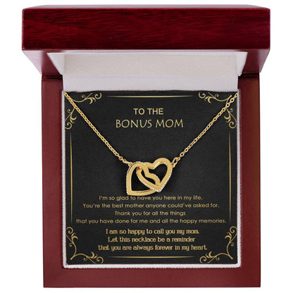 Gift For Bonus Mom - Glad To Have You - Interlocking Interlocking Hearts Necklace