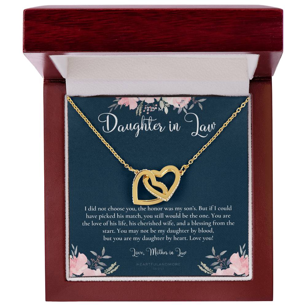 Daughter-In-Law Gift Necklace Wedding Gift Jewelry From Mother-In Law Gift For Bride Daughter-In-Heart Interlocking Hearts Necklace