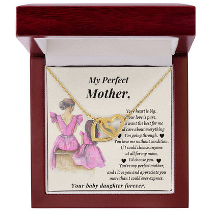 Wedding Gift For Mother - You'Re My Perfect Mother And I Love You And Appreciate You More Than I Could Ever Express Interlocking Hearts Necklace