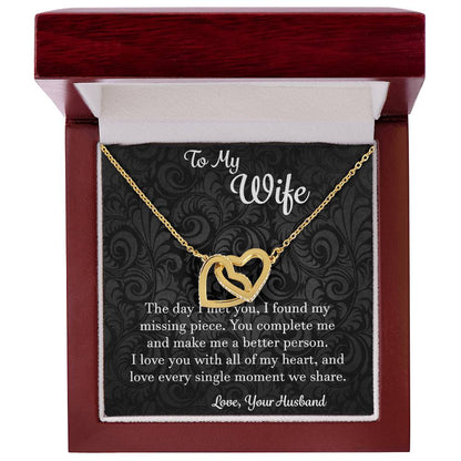 To My Wife The Day I Met You - Love Husband Interlocking Hearts Necklace