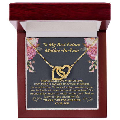 Gift For Future Mother-In-Law - The Boy You Raised - Interlocking Interlocking Hearts Necklace