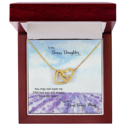 Bonus Daughter From Bonus Mom No Dna But You Have My Heart Interlocking Hearts Necklace
