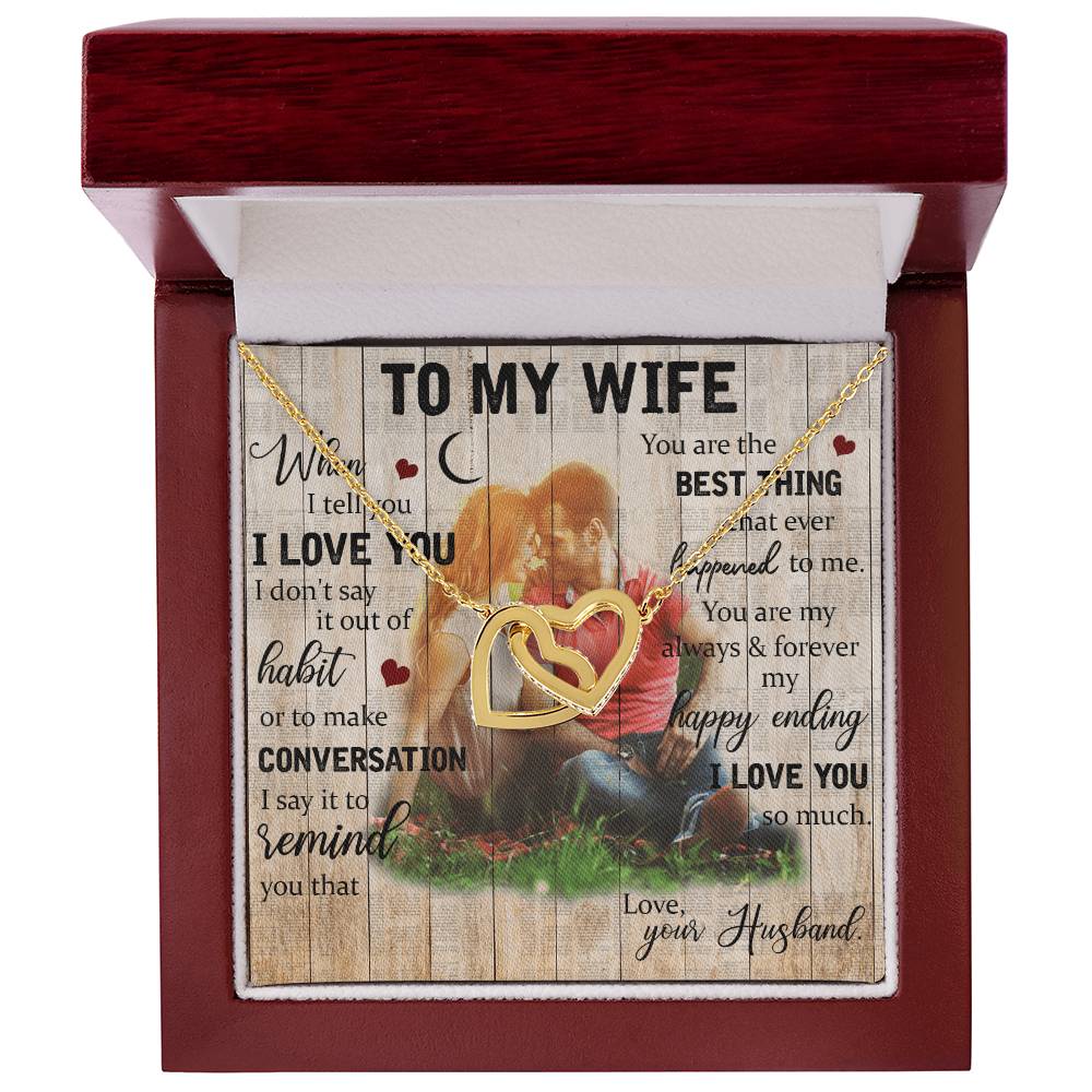 Wife Birthday Necklace Husband To Wife Necklace Necklace Present For Wife Jewelry For My Wife Interlocking Hearts Necklace