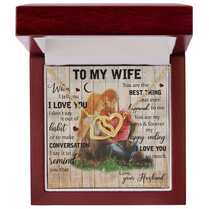 Wife Birthday Necklace Husband To Wife Necklace Necklace Present For Wife Jewelry For My Wife Interlocking Hearts Necklace