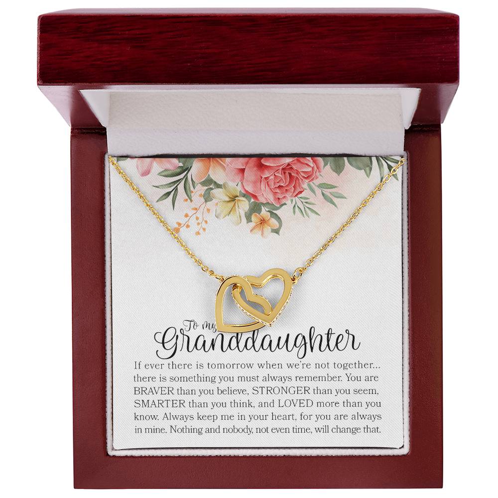 Gift For Granddaughter - To My Beautiful Granddaughter - Double Hearts Necklace - I Love You Interlocking Hearts Necklace