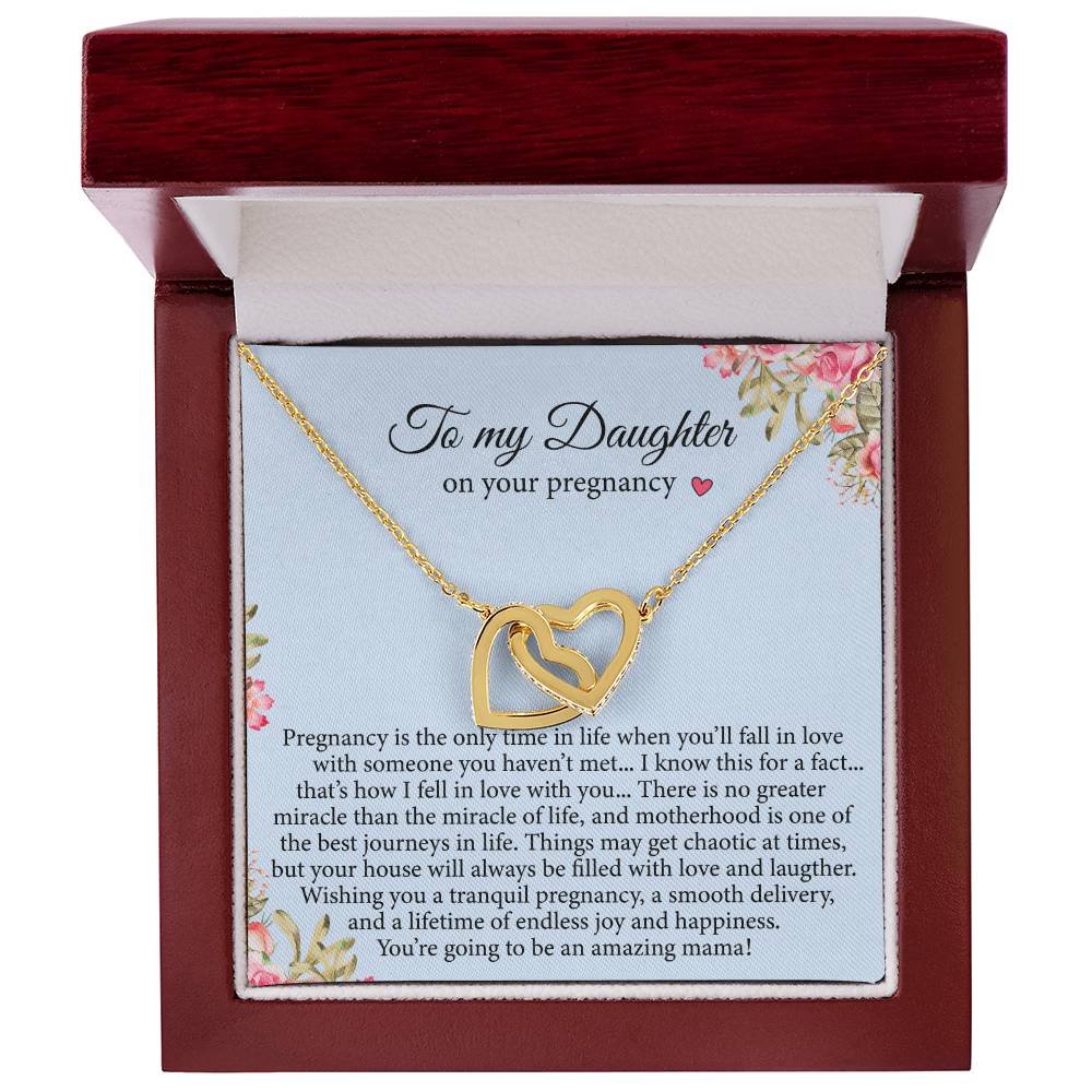Daughter Pregnancy Gift For Daughter Baby Shower Interlocking Hearts Necklace
