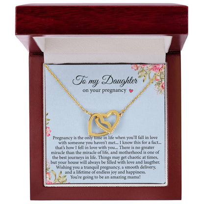Daughter Pregnancy Gift For Daughter Baby Shower Interlocking Hearts Necklace