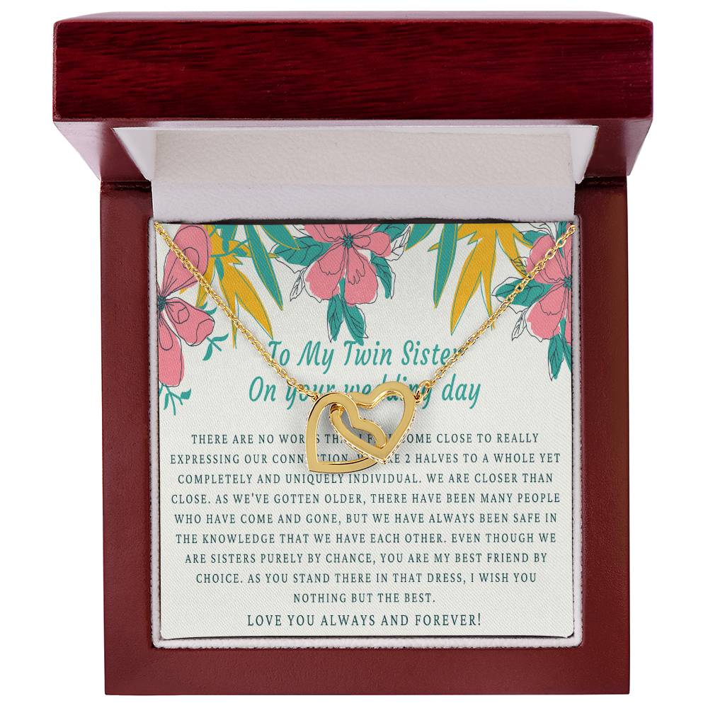 Bride Gift From Sister Sister Wedding Gift From Twin Sister Sister Wedding Necklace Wedding Day Gift For Bride From Sister Interlocking Hearts Necklace