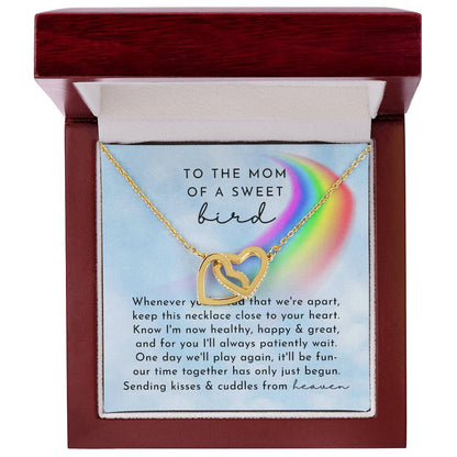 Bird Rainbow Remembrance Interlocking Hearts Necklace Day