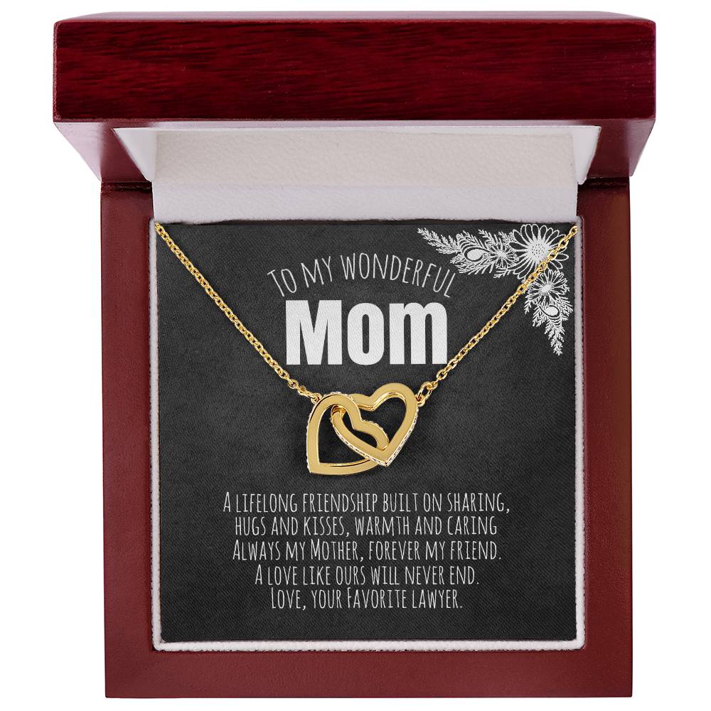 To My Wonderful Mom - Love Your Favorite Lawyer Interlocking Hearts Necklace