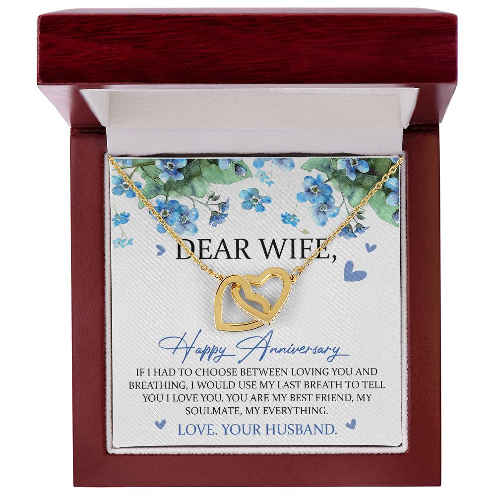 Dear Wife Happy Anniversary Interlocking Hearts Necklace Wedding Anniversary Gift