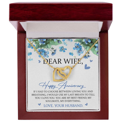 Dear Wife Happy Anniversary Interlocking Hearts Necklace Wedding Anniversary Gift