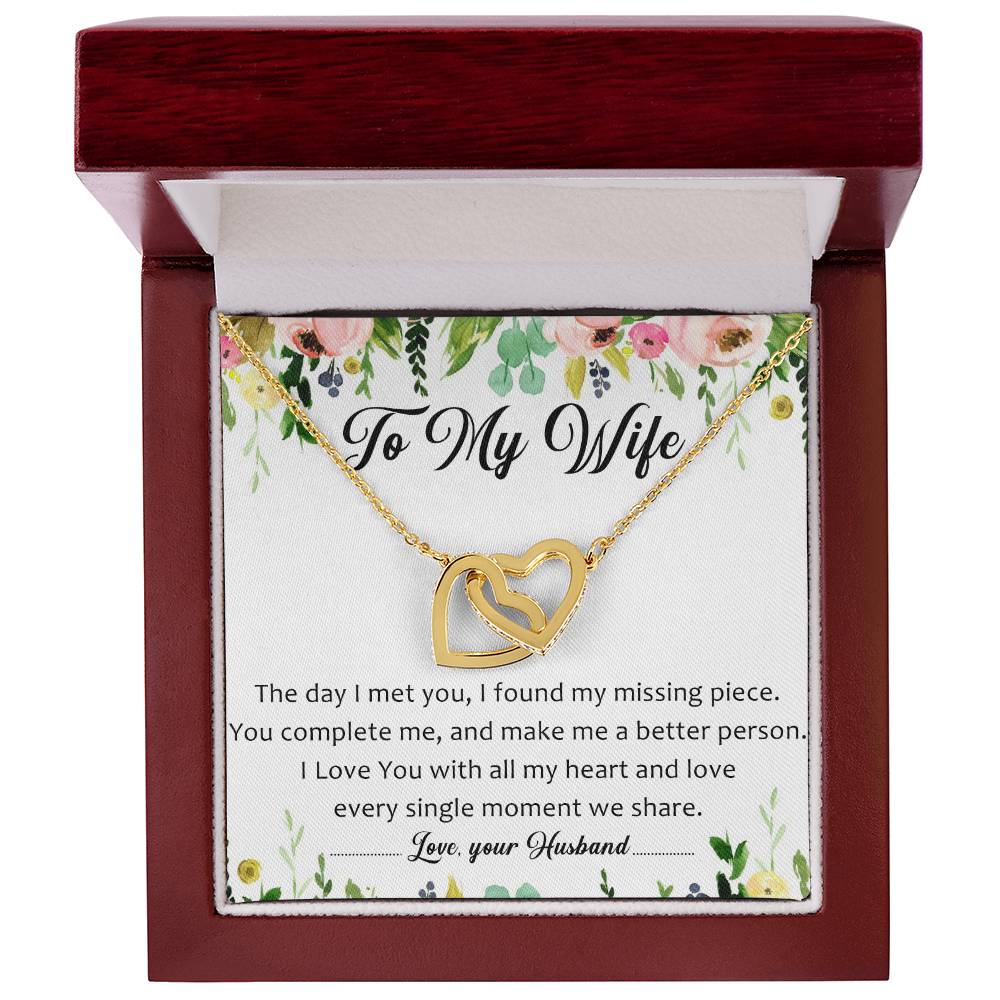 To My Wife Interlocking Hearts Necklace Message Card