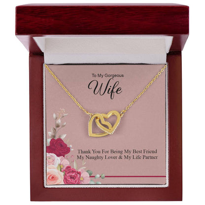 To My Wonderful Wife Love From Soulmate Love For Partner Interlocking Hearts Necklace