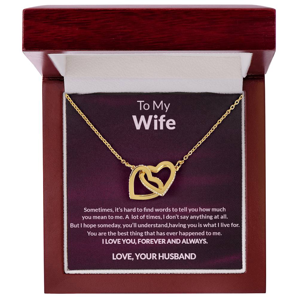 To My Wife Interlocking Heart Necklace Anniversary Gift For Wife Christmas Gift For Wife Interlocking Hearts Necklace