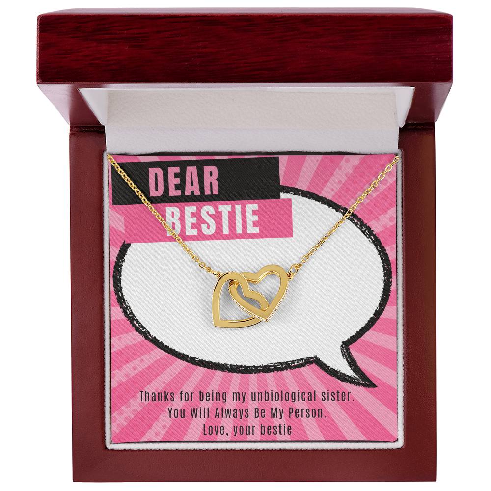 Dear Bestie Heart Necklace Interlocked Interlocking Hearts Necklace