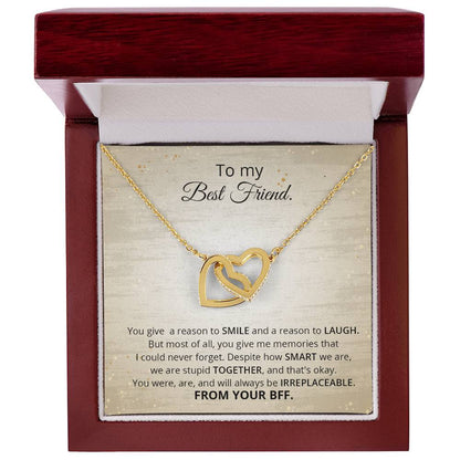 Best Friend - Reason To Smile Necklace Interlocking Hearts Necklace