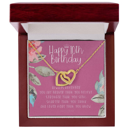 10Th Birthday Gift For Girl Birthday Gift For 10 Year Old Tenth Birthday Birthday Gift Little Girl Personalized Necklace Heart Necklace Interlocking Hearts Necklace