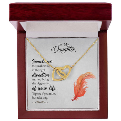 Collection Daughter -Sometimes The Smallest Step In The Right Derection - Interlocking Hearts Necklace