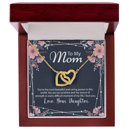 Beautiful Gift For Mom From Daughter Interlocking Hearts Necklace